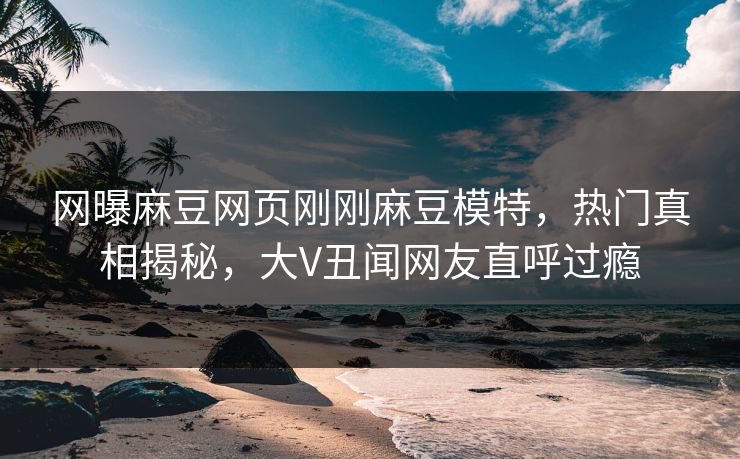 网曝麻豆网页刚刚麻豆模特，热门真相揭秘，大V丑闻网友直呼过瘾