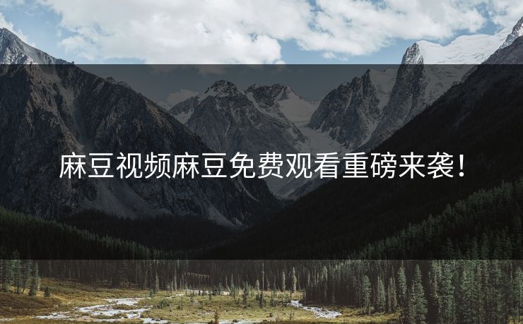 麻豆视频麻豆免费观看重磅来袭！