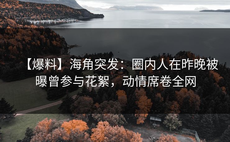 【爆料】海角突发：圈内人在昨晚被曝曾参与花絮，动情席卷全网
